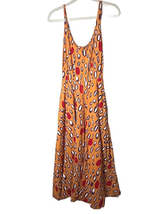 Nooworks Dresses & Skirts - Nooworks Abstract Print Tank Midi Dress Skater Fit and Flare Orange Yellow